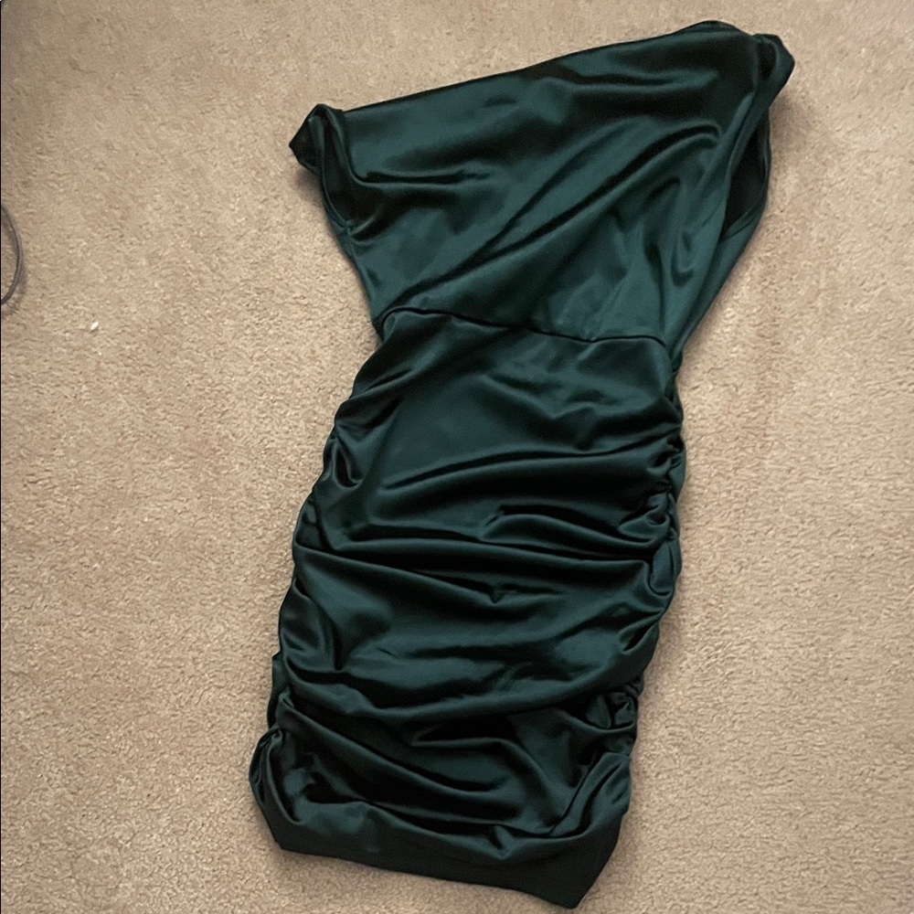 Elegant Dark Green Satin Dress